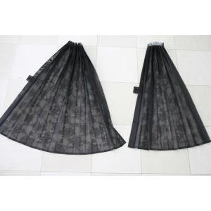 トラックカーテン サイドカーテン プリーツ 薔薇ミラーレース 黒 巾100ｘ丈80cm 2枚入り フ...