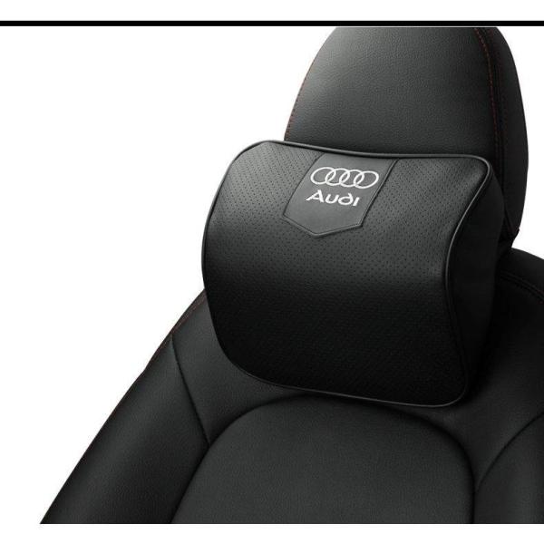 Audi アウディ 首枕 ロゴ入れ 車用 首枕 高品質 牛革 ネックパッド 汎用 低反発 運転 ドラ...