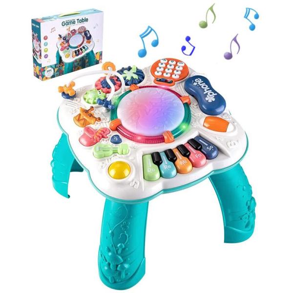 音楽おもちゃ 子供 ミュージカルテーブルおもちゃ 多機能 ピアノ 楽器玩具 アクティビティテーブルの...