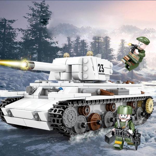 ブロック互換 レゴ 互換品 レゴミリタリーKV-1戦車 ソ連重戦車 ミニフィグとライト付き 互換品誕...