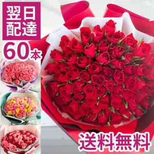 還暦祝い バラの花束 赤バラ60本 の花束ブーケ　生花 ギフト お祝い 即日発送 花 RSBQ