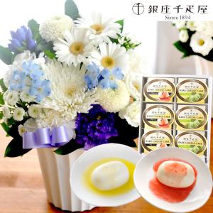 【終了】お供え花とスイーツのセット お供えアレンジSサイズ  ＋ 【銀座千疋屋】レアチーズケーキセット