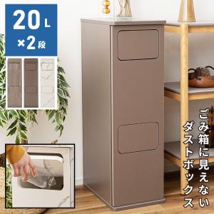 ゴミ箱 2段 20L ダストボックス スリム 木目調 石目調 隠せる コンパクト 縦長 スイング プッシュ 袋止め ディスプレイ おしゃれ 北欧 ナチュラル シンプル