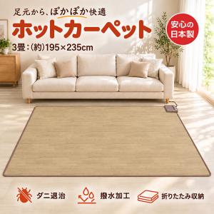 ホットカーペット 電気カーペット ホットマット 3畳 235cm×195cm 木目調 フローリング 6時間タイマー 温度調節 ダニ退治 撥水 折りたたみ 足元暖房 冬用 暖房