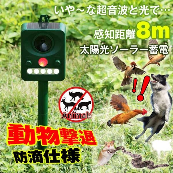 動物撃退 ガーデン 猫よけ 超音波 ソーラー フラッシュ アニマル 害獣 犬よけ 鳥よけ 対策 グッ...