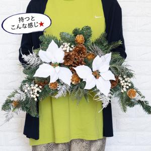 クリスマススワッグ 玄関 ドア 花 ポインセチ...の詳細画像2