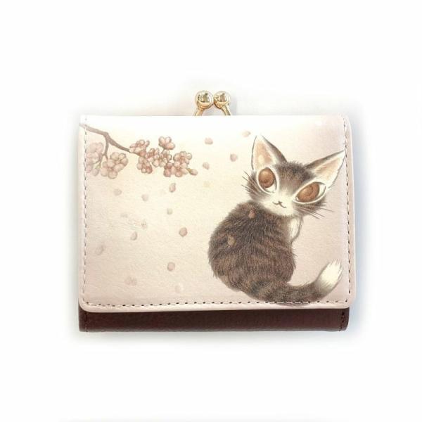 猫のダヤン がま口三つ折り財布~サクラサク~