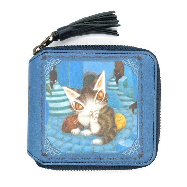 猫のダヤン 青い街ラウンド2つ折り財布