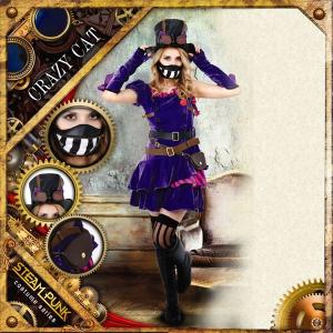 コスプレ衣装/コスチューム 〔Crazy Cat クレイジーキャット〕 ワンピース 『STEAMPUNK』 〔ハロウィン イベント〕の商品画像