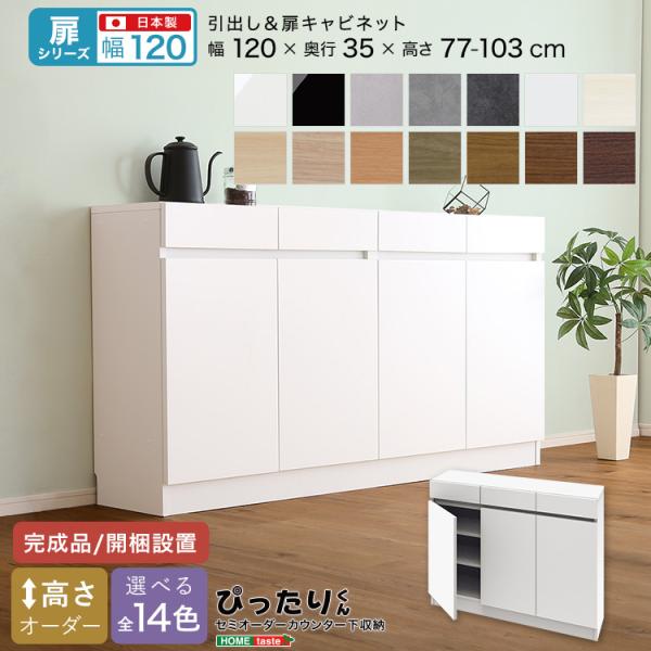 扉シリーズ セミオーダーカウンター下収納ぴったりくん キャビネット 幅120cm×奥行35cm
