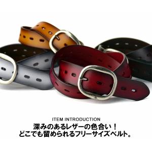 ベルト メンズ レザーベルト バックルオーバル...の詳細画像1