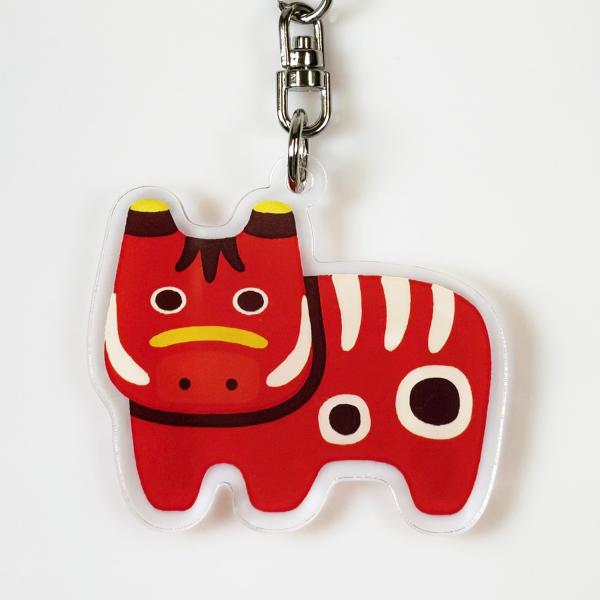 日本の縁起物 アクリルキーホルダー アクキー 〈赤べこ〉