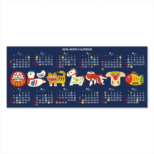 2026 ムーンカレンダー ポストカード 縁起物 ムーングラフィックス FLAGS 月齢