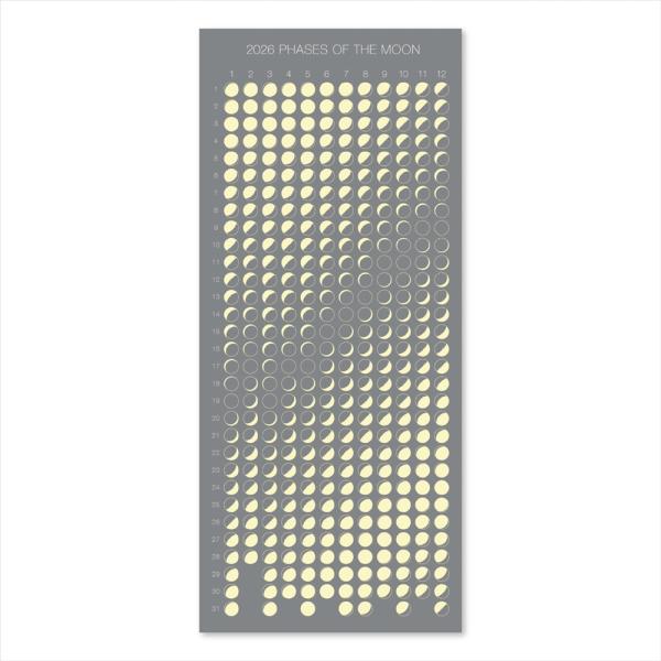 2026 ムーンカレンダー ポストカード 満ち欠け 〈たて〉 ムーングラフィックス FLAGS 月齢