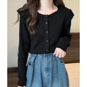 ニットカーディガン ショルダーフリル : フラグシップ21 - 通販