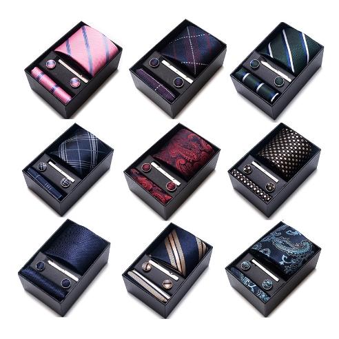 ネクタイ 4点セット16色 ビジネス プレゼント チェック 結婚式 披露式 パーティー 職場 洗える...