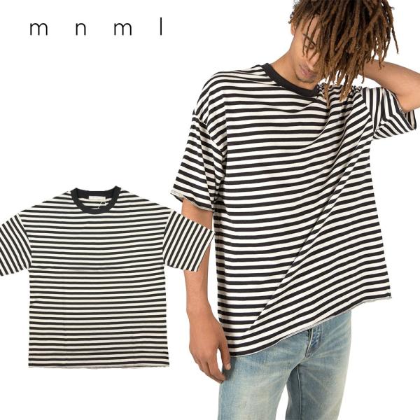 mnml/ミニマル ドロップショルダー ボーダー Tシャツ 半袖 ビッグシルエット/STRIPED ...