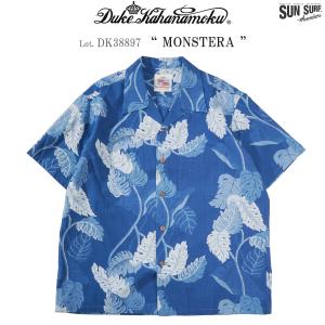 デューク・カハナモク DK38897 インディゴコットン ハワイアンシャツ "MONSTERA" (サンサーフ SUN SURF) DK38897｜flamingosapporo