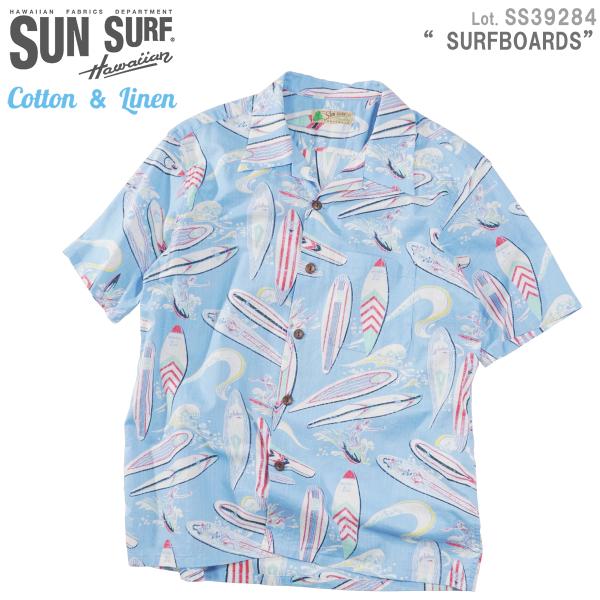 SS39284 サンサーフ コットンリネン オープンシャツ &quot;SURFBOARDS&quot; (SUN SU...