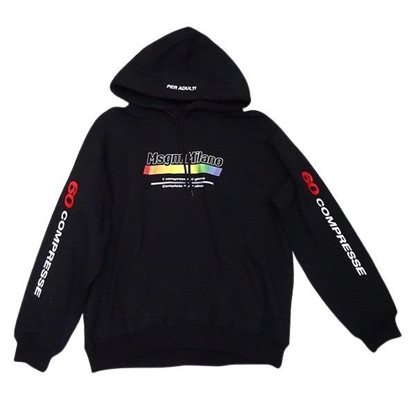 MSGM エムエスジーエム フーデッドパーカー サイズM ブラック イタリア製 メンズ ファッション...