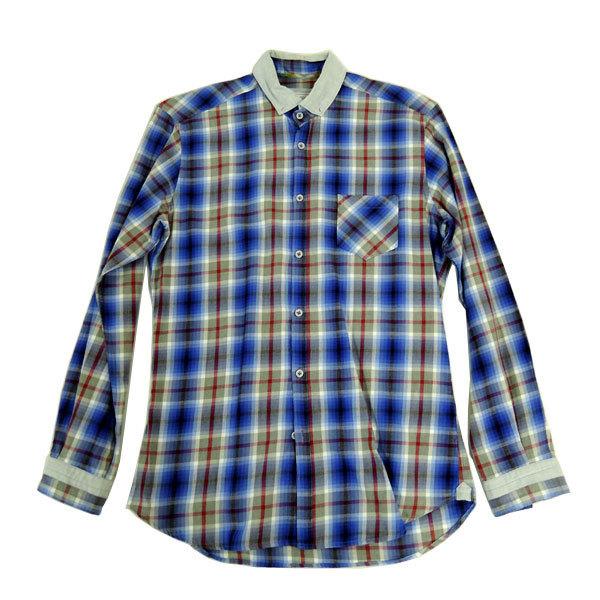 POGGIANTI 1958 ポジャンティ ネルシャツ 青系 チェック柄 長袖シャツ サイズ40 イ...