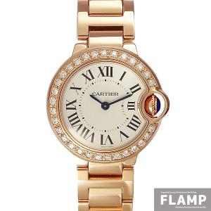 Cartier カルティエ バロンブルーSM W69010Z4/3009 PGコーティング アフターダイヤ クォーツ レディース 腕時計【美品中古】