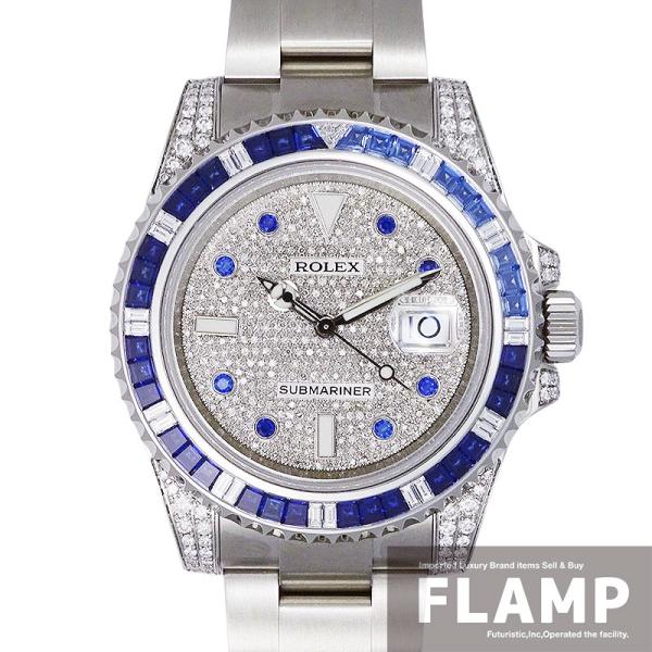 ROLEX ロレックス サブマリーナデイト 116610LN アフターサファイア＆ダイヤモンドセッテ...