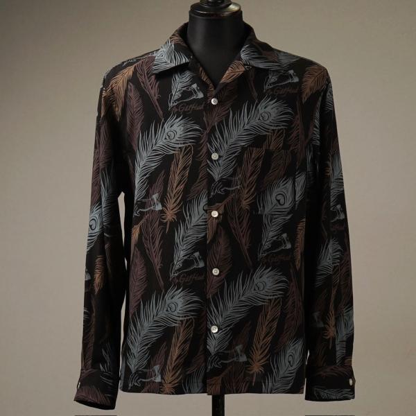 BY GLADHAND バイグラッドハンド PEACOCK QUILL L/Sシャツ ブラック