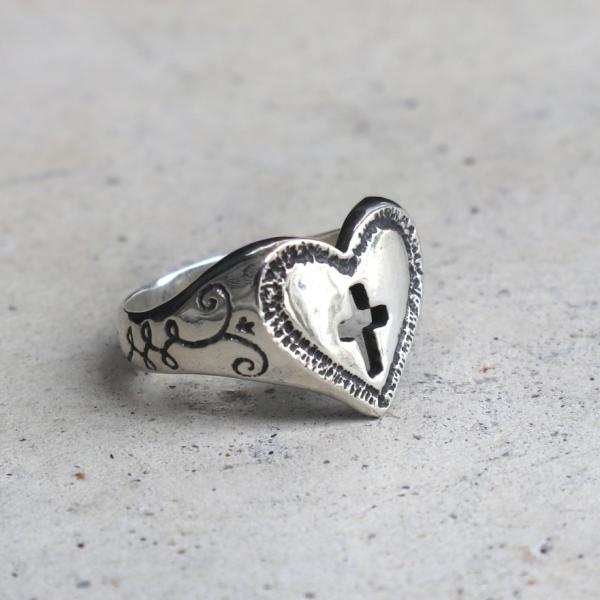 サイズ11 galcia ガルシア HEART &amp; CROSS ハート リング シルバー925 R-...