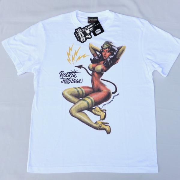 Lサイズ ロッキンジェリービーン Devil Girl of Avengers Tシャツ 白色 Ro...