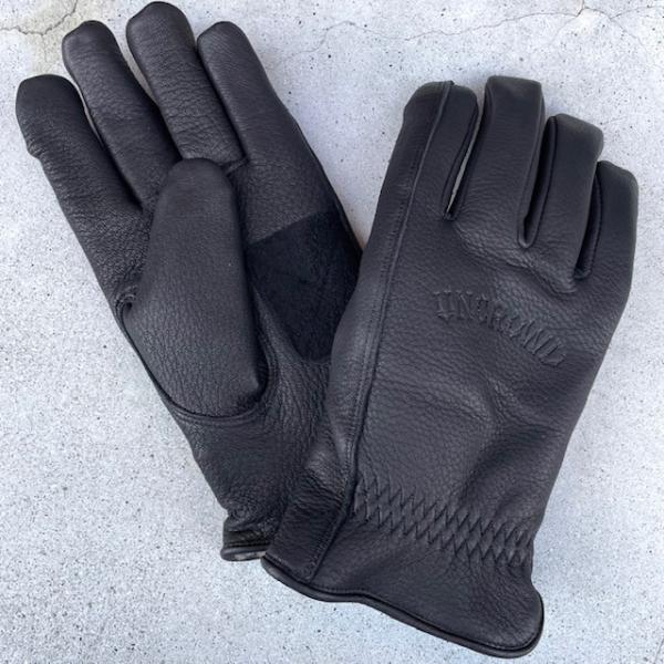 冬用 Mサイズ UNCROWD レザー グローブ 黒色 アンクラウド DEERSKIN STREET...