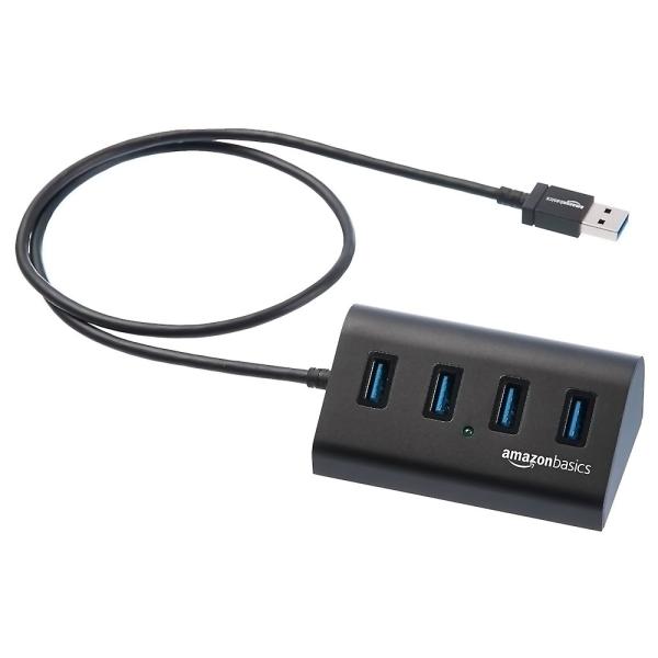 USBハブ 4ポート USB3.0 HUB アルミ製 黒 Amazonベーシック USB3.1-A ...