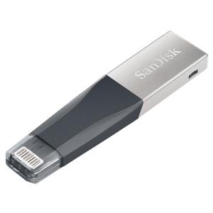 128GB USBメモリ iXpand Mini SanDisk サンディスク iPhone iPad/PC用 Lightning + USB-A ストレートタイプ 海外リテール SDIX40N-128G-GN6NE ◆メ