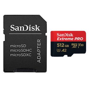 512GB microSDXCカード マイクロSD SanDisk サンディスク Extreme Pro UHS-I U3 V30 A2 R:170MB/s W:90MB/s SDアダプタ付 海外リテール SDSQXCZ-512G-GN6MA ◆メ