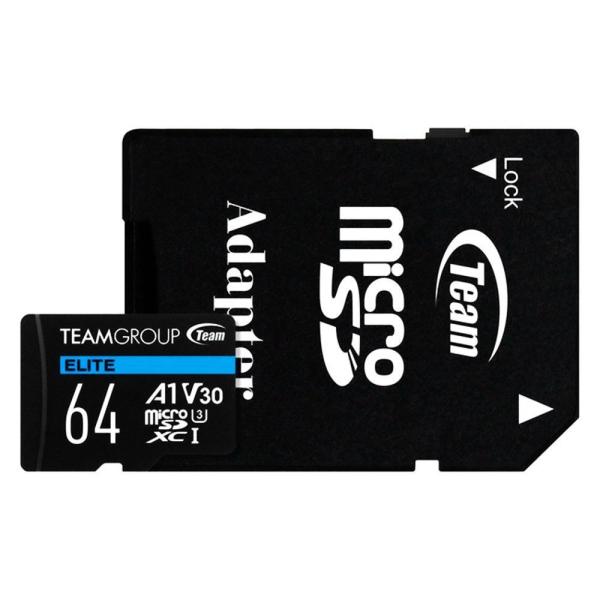 64GB microSDXCカード マイクロSD Team チーム 4Kビデオ録画向け Elite ...