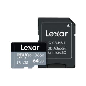 64GB microSDXCカード マイクロSD Lexar レキサー Professional Silver 1066x Class10 UHS-1 U3 V30 A2 R:160MB/s W:70MB/s海外リテール LMS1066064G-BNANG  メ
