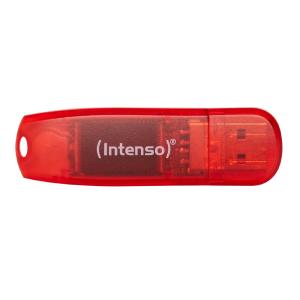 USBメモリ USB 128GB USB2.0 Intenso インテンソ Rainbow Line 軽量 スティックタイプ キャップ式 クリアレッド 海外リテール 3502491 ◆メ