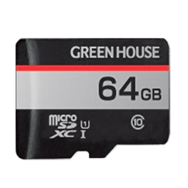マイクロSDカード 64GB microSDXC グリーンハウス Class10 UHS-I R:7...