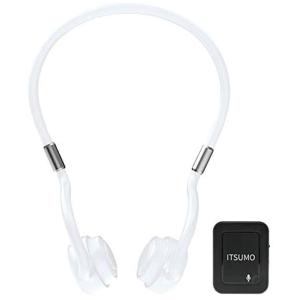 ワイヤレスイヤホン 骨伝導ヘッドホン ITSUMO SMV JAPAN Bluetooth 連続使用6h IPX6防水 集音器セット ホワイト SMV-60431 ◆宅