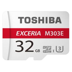 32GB 高耐久 microSDHCカード マイクロSD TOSHIBA 東芝 EXCERIA M303E CLASS10 UHS-I U3 R:98MB/s W:65MB/s SDアダプタ付 海外リテール THN-M303E0320A2 ◆メ