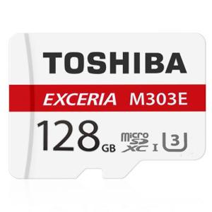 128GB 高耐久 microSDXCカード マイクロSD TOSHIBA 東芝 EXCERIA M303E CLASS10 UHS-I U3 R:98MB/s W:65MB/s SDアダプタ付 海外リテール THN-M303E1280A2 ◆メ