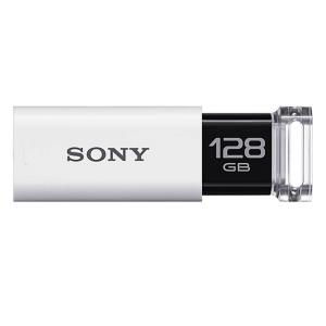128GB USBメモリ− USB3.1 Gen1(USB3.0) SONY ソニー ポケットビット Uシリーズ R:80MB/s ノックスライド式 日本語パッケージ ホワイト USM128GU-W ◆メ｜flashmemory