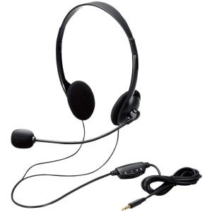ヘッドセット 両耳オーバーヘッドタイプ 4極ミニプラグ ELECOM エレコム 小型イヤーパッド イヤホン/マイク分岐アダプタ付 ブラック HS-102TBK ◆宅