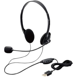 ヘッドセット 両耳オーバーヘッドタイプ USB接続タイプ ELECOM エレコム 小型イヤーパッド採用 ボリューム調整 ブラック HS-102UBK ◆宅