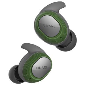 完全ワイヤレスイヤホン Bluetoothイヤホン 完全防水IPX7 NUARL ヌアール 連続再生4h 最大28h(バッテリーケース併用) グリーン NT100-GN ◆宅