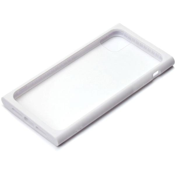 iPhone 11 Pro 5.8インチ用 クリアガラスタフケース スクエア型 PGA 背面にシール...