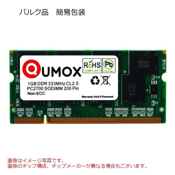 1GB ノートPC用メモリ DDR333 SODIMM QUMOX PC2700 200Pin CL...