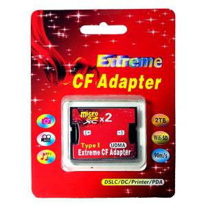 2枚のmicroSDカードを1枚のCFカードTypeIに変換 EXTREME CFアダプター for 同容量microSDx2(本体挿入後 要フォーマット) 海外リテール EXCFAD-MICRO2 ◆メ｜flashmemory