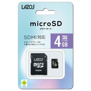 4GB microSDHCカード マイクロSD LAZOS リーダーメディアテクノ CLASS6 SDアダプタ付 日本語パッケージ L-4MSD6  メ