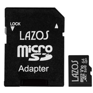 マイクロSDカード 64GB microSDXC LAZOS リーダーメディアテクノ CLASS10 UHS-I U3 R:100MB/s W:50MB/s SDアダプタ付 日本語パッケージ L-B64MSD10-U3V10 ◆メ